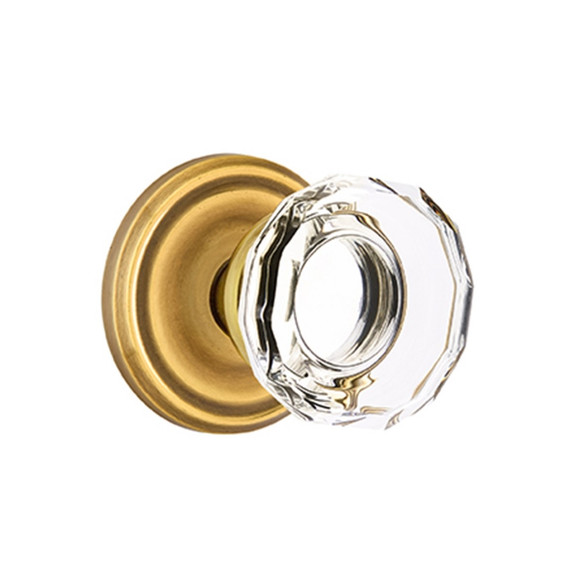 Emtek 8100-LW-US7 Lowell Crystal Door Knob Passage Set With Regular Rosette French Antique