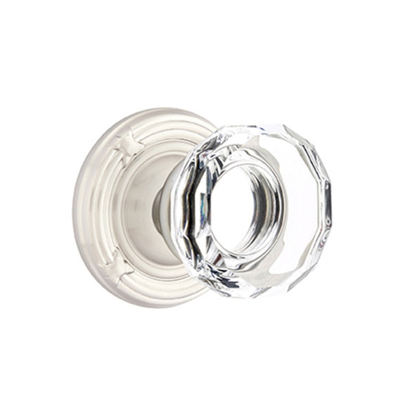 Emtek 8101-LW-US15 Lowell Crystal Door Knob Passage Set With Rope Rosette Satin Nickel