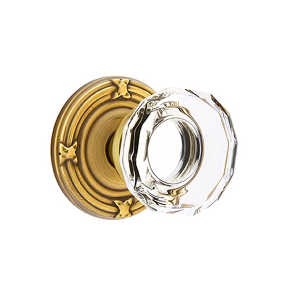 Emtek 8101-LW-US7 Lowell Crystal Door Knob Passage Set With Rope Rosette French Antique