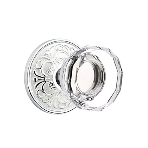 Emtek 8106-LW-US26 Lowell Crystal Door Knob Passage Set With Lancaster Rosette Polished Chrome