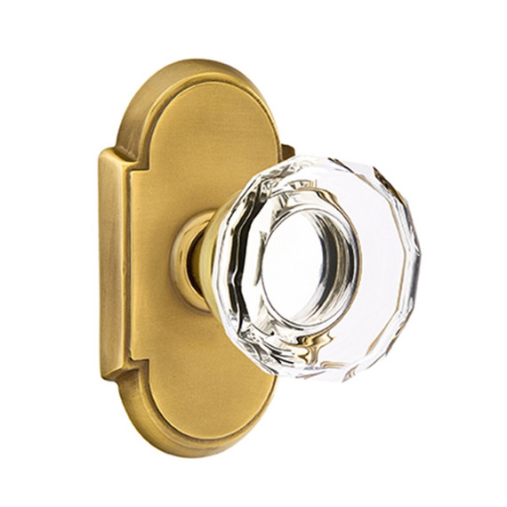 Emtek 8108-LW-US7 Lowell Crystal Door Knob Passage Set With #8 Rosette French Antique