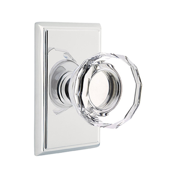 Emtek 8121-LW-US26 Lowell Crystal Door Knob Passage Set With Rectangular Rosette Polished Chrome