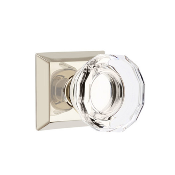 Emtek 8131-LW-US14 Lowell Crystal Door Knob Passage Set With Quincy Rosette Polished Nickel