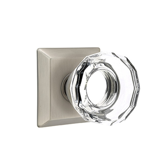 Emtek 8131-LW-US15A Lowell Crystal Door Knob Passage Set With Quincy Rosette Pewter