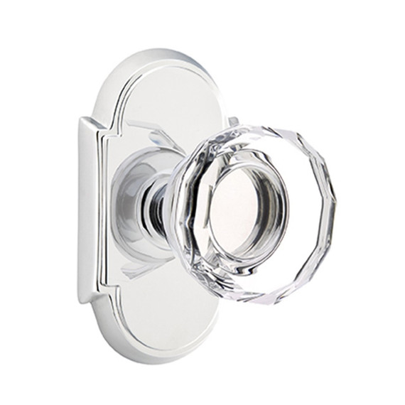 Emtek 8208-LW-US26 Lowell Crystal Door Knob Privacy Set With #8 Rosette Polished Chrome