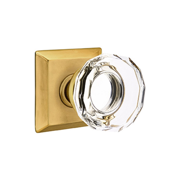 Emtek 8231-LW-US7 Lowell Crystal Door Knob Privacy Set With Quincy Rosette French Antique
