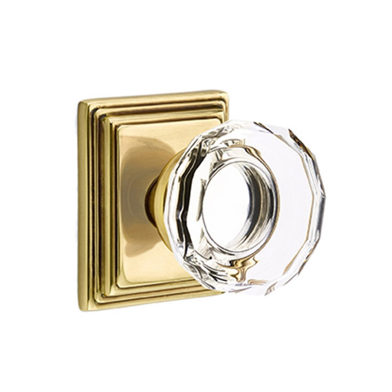 Emtek 8261-LW-US7 Lowell Crystal Door Knob Privacy Set With Wilshire Rosette French Antique