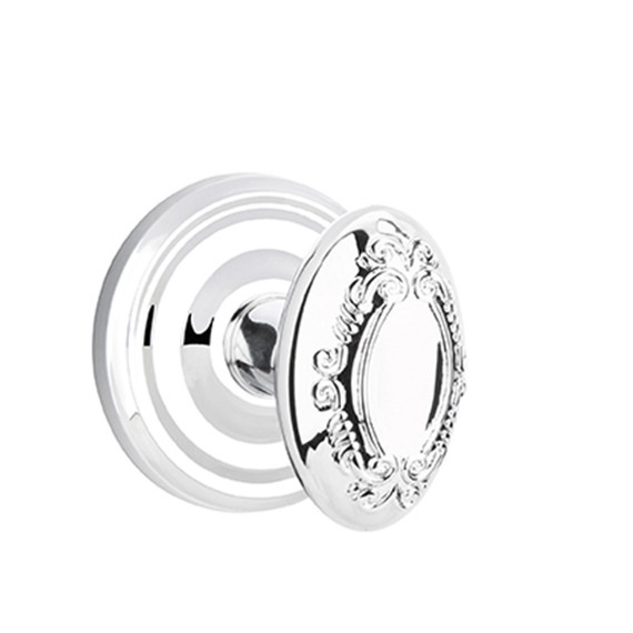 Emtek 8050-V-US26 Victoria Door Knob Dummy Set With Regular Rosette Polished Chrome