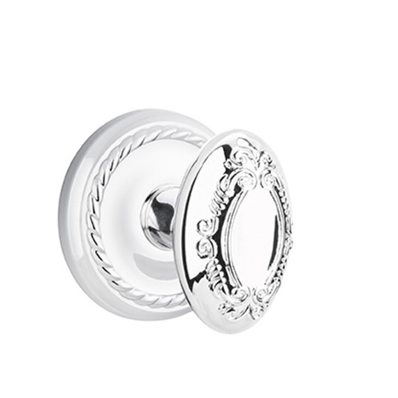 Emtek 8051-V-US26 Victoria Door Knob Dummy Set With Rope Rosette Polished Chrome