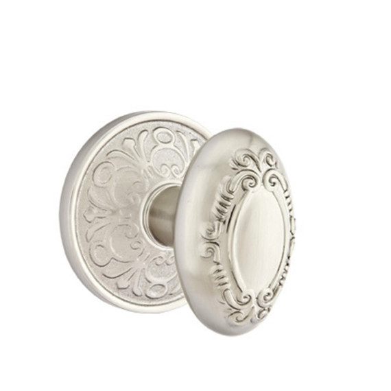 Emtek 8056-V-US15 Victoria Door Knob Dummy Set With Lancaster Rosette Satin Nickel