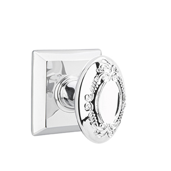 Emtek 8531-V-US26 Victoria Door Knob Dummy Set With Quincy Rosette Polished Chrome