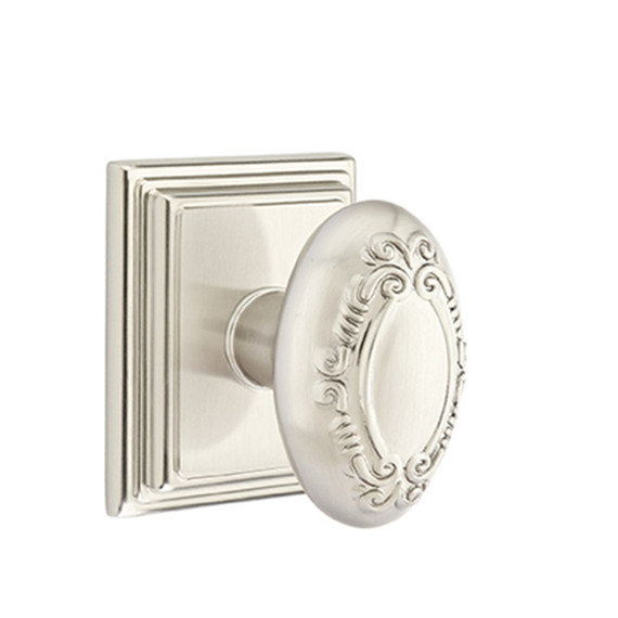 Emtek 8561-V-US15 Victoria Door Knob Dummy Set With Wilshire Rosette Satin Nickel