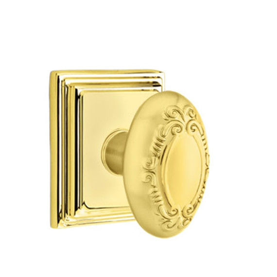 Emtek 8561-V-US3 Victoria Door Knob Dummy Set With Wilshire Rosette Polished Brass