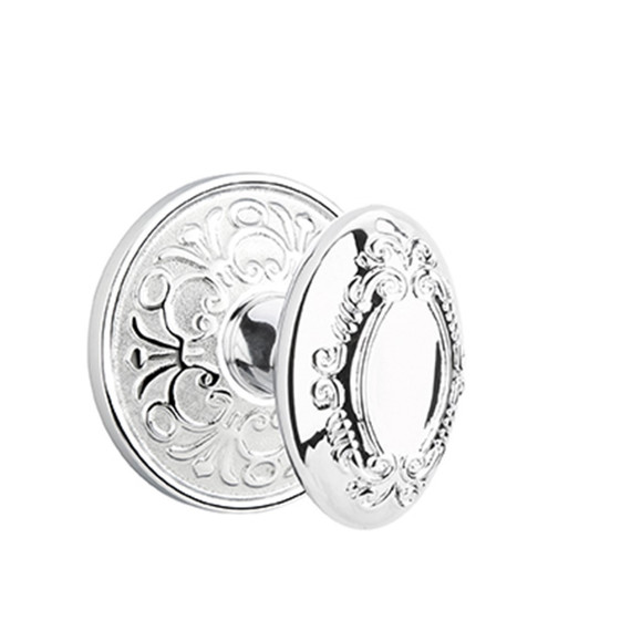 Emtek 8106-V-US26 Victoria Door Knob Passage Set With Lancaster Rosette Polished Chrome