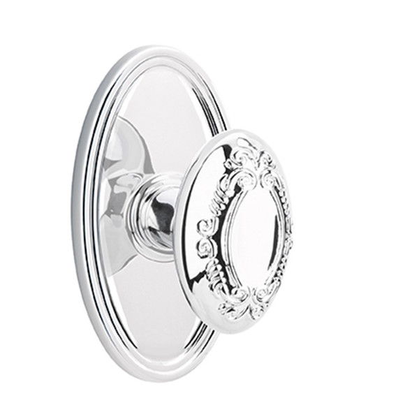 Emtek 8120-V-US26 Victoria Door Knob Passage Set With Oval Rosette Polished Chrome
