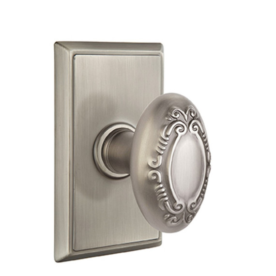 Emtek 8121-V-US15A Victoria Door Knob Passage Set With Rectangular Rosette Pewter
