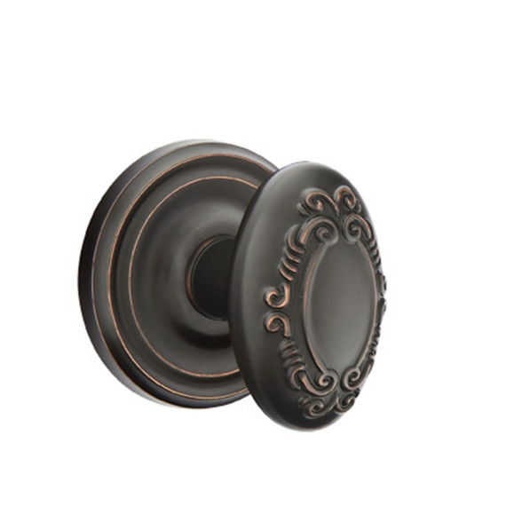Emtek 8200-V-US10B Victoria Door Knob Privacy Set With Regular Rosette Oil Rubbed Bronze