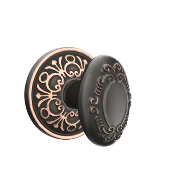 Emtek 8206-V-US10B Victoria Door Knob Privacy Set With Lancaster Rosette Oil Rubbed Bronze