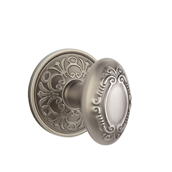 Emtek 8206-V-US15A Victoria Door Knob Privacy Set With Lancaster Rosette Pewter