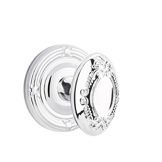 Emtek 8207-V-US26 Victoria Door Knob Privacy Set With Ribbon & Reed Rosette Polished Chrome