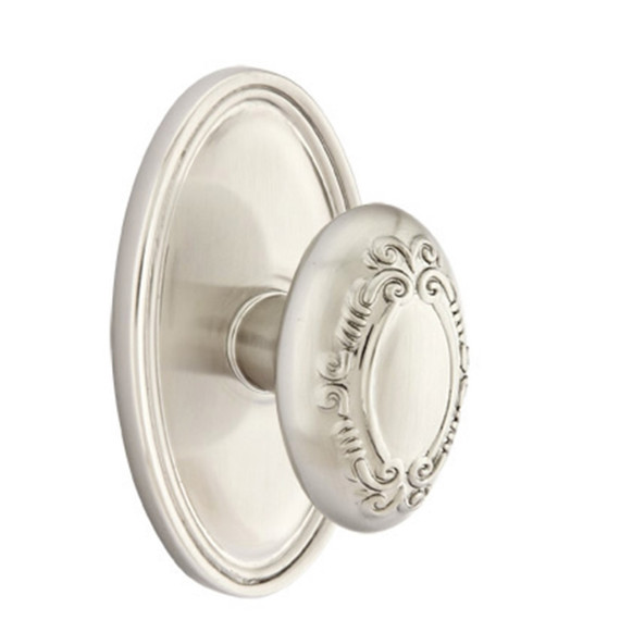 Emtek 8220-V-US15 Victoria Door Knob Privacy Set With Oval Rosette Satin Nickel
