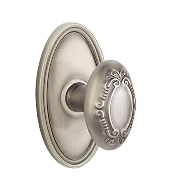 Emtek 8220-V-US15A Victoria Door Knob Privacy Set With Oval Rosette Pewter