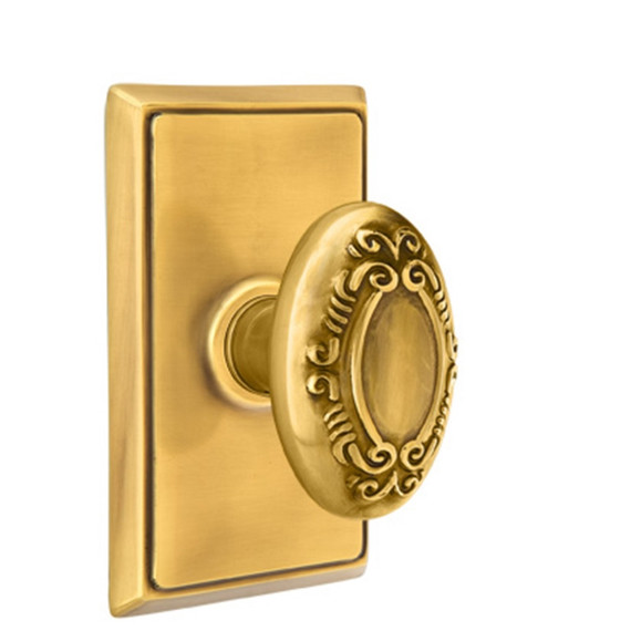 Emtek 8221-V-US7 Victoria Door Knob Privacy Set With Rectangular Rosette French Antique