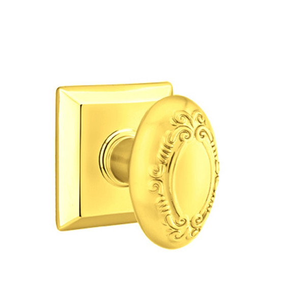 Emtek 8231-V-US3 Victoria Door Knob Privacy Set With Quincy Rosette Polished Brass
