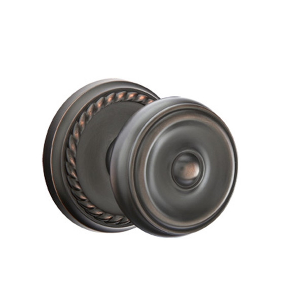 Emtek 8051-W-US10B Waverly Door Knob Dummy Set With Rope Rosette Oil Rubbed Bronze