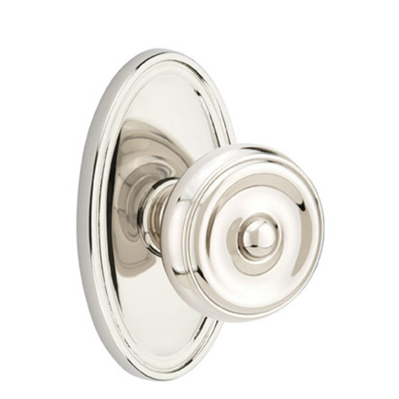 Emtek 8520-W-US14 Waverly Door Knob Dummy Set With Oval Rosette Polished Nickel