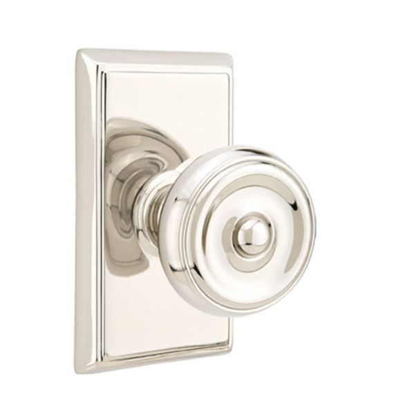 Emtek 8521-W-US14 Waverly Door Knob Dummy Set With Rectangular Rosette Polished Nickel