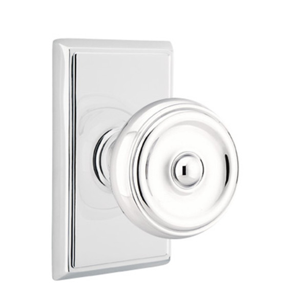 Emtek 8521-W-US26 Waverly Door Knob Dummy Set With Rectangular Rosette Polished Chrome