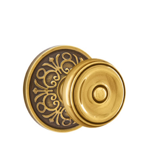 Emtek 8106-W-US7 Waverly Door Knob Passage Set With Lancaster Rosette French Antique