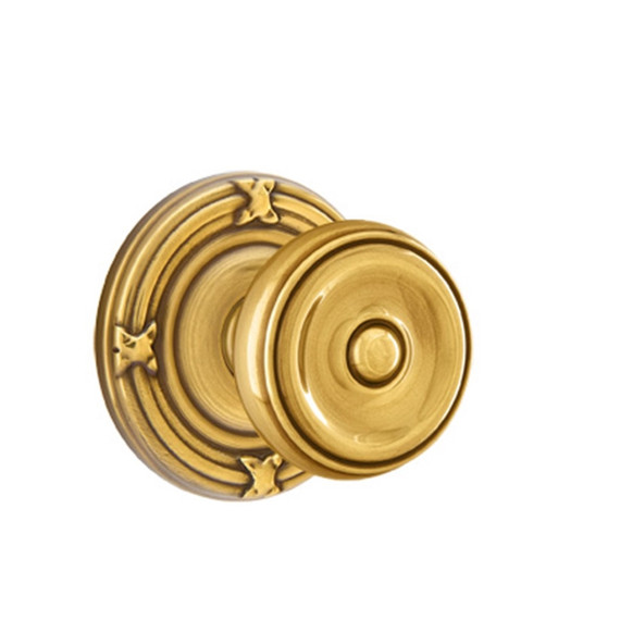 Emtek 8107-W-US7 Waverly Door Knob Passage Set With Ribbon & Reed Rosette French Antique