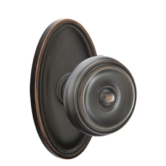 Emtek 8120-W-US10B Waverly Door Knob Passage Set With Oval Rosette Oil Rubbed Bronze