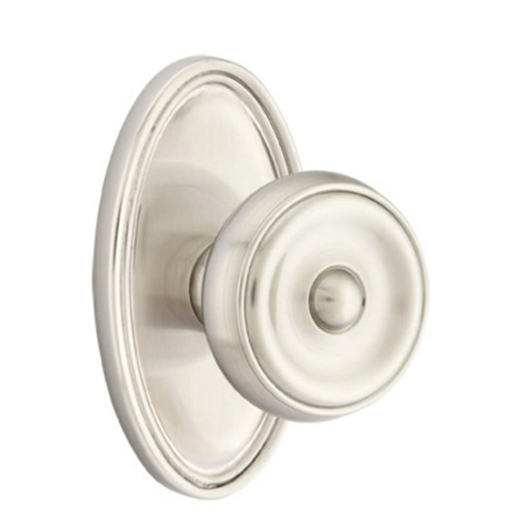 Emtek 8120-W-US15 Waverly Door Knob Passage Set With Oval Rosette Satin Nickel