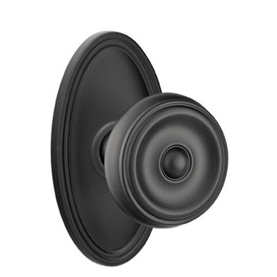 Emtek 8120-W-US19 Waverly Door Knob Passage Set With Oval Rosette Flat Black