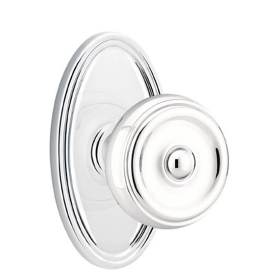 Emtek 8120-W-US26 Waverly Door Knob Passage Set With Oval Rosette Polished Chrome