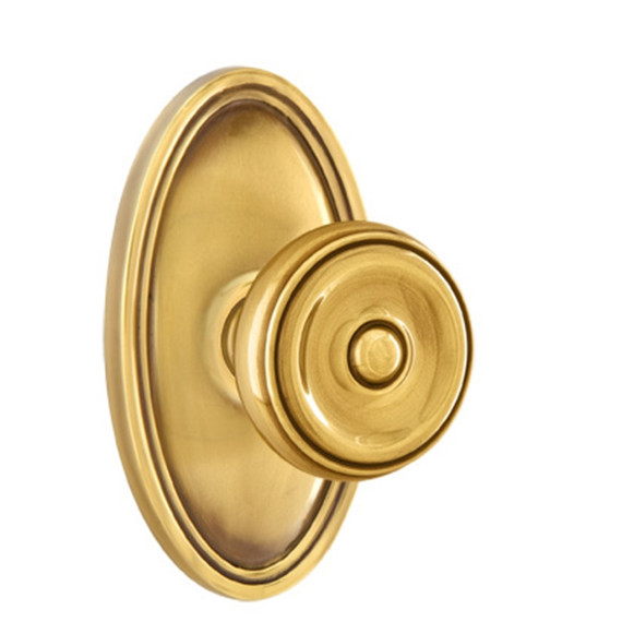 Emtek 8120-W-US7 Waverly Door Knob Passage Set With Oval Rosette French Antique