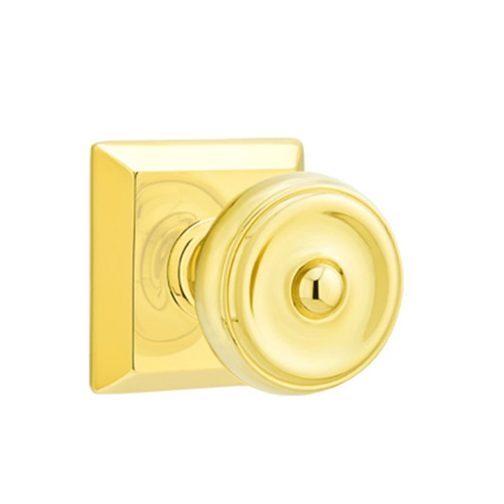 Emtek 8131-W-US3 Waverly Door Knob Passage Set With Quincy Rosette Polished Brass