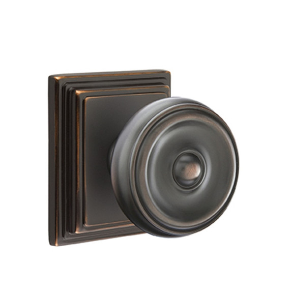 Emtek 8161-W-US10B Waverly Door Knob Passage Set With Wilshire Rosette Oil Rubbed Bronze