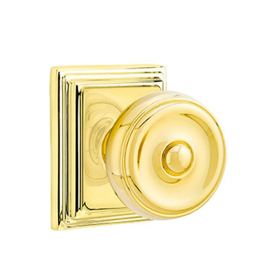 Emtek 8161-W-US3 Waverly Door Knob Passage Set With Wilshire Rosette Polished Brass