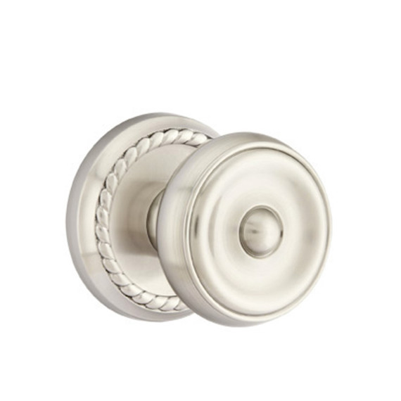 Emtek 8207-W-US15 Waverly Door Knob Privacy Set With Ribbon & Reed Rosette Satin Nickel