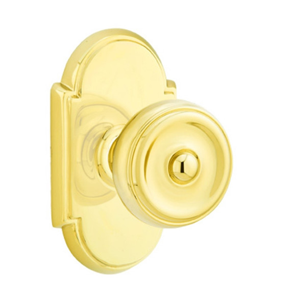 Emtek 8208-W-US3 Waverly Door Knob Privacy Set With #8 Rosette Polished Brass