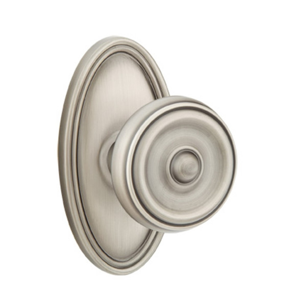 Emtek 8220-W-US15A Waverly Door Knob Privacy Set With Oval Rosette Pewter