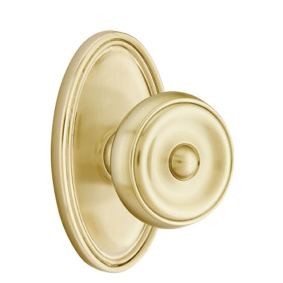 Emtek 8220-W-US4 Waverly Door Knob Privacy Set With Oval Rosette Satin Brass