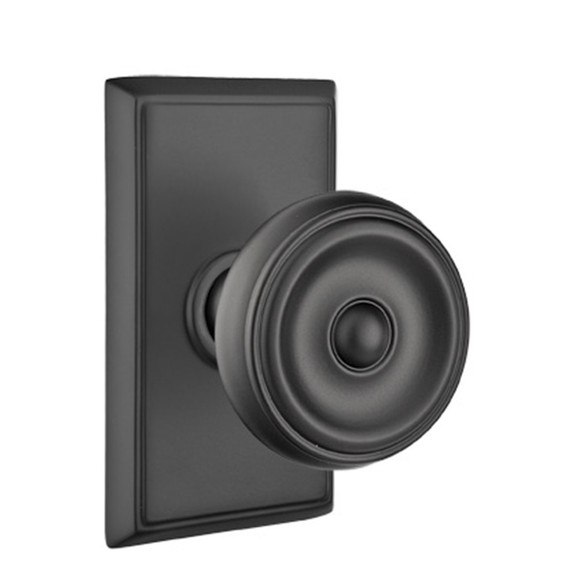 Emtek 8221-W-US19 Waverly Door Knob Privacy Set With Rectangular Rosette Flat Black