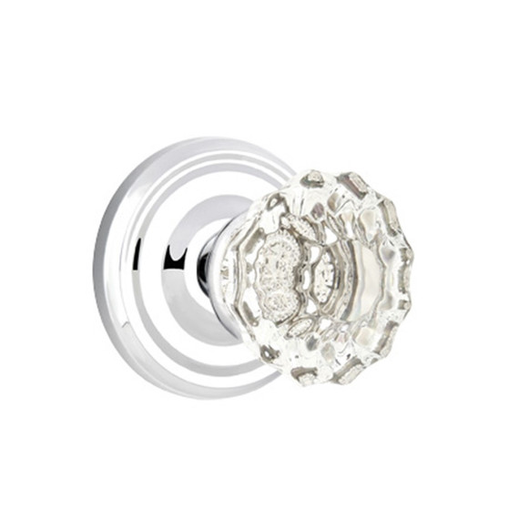 Emtek 8050-AS-US26 Astoria Clear Crystal Door Knob Dummy Set With Regular Rosette Polished Chrome