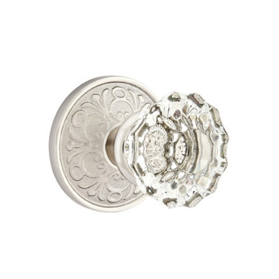 Emtek 8056-AS-US15 Astoria Clear Crystal Door Knob Dummy Set With Lancaster Rosette Satin Nickel