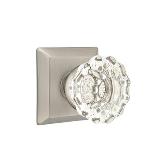 Emtek 8531-AS-US15A Astoria Clear Crystal Door Knob Dummy Set With Quincy Rosette Pewter